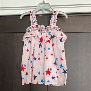 Tucker and Tate Patriotic Stars Smocked Ruffle Flounce Top Shirt size 6